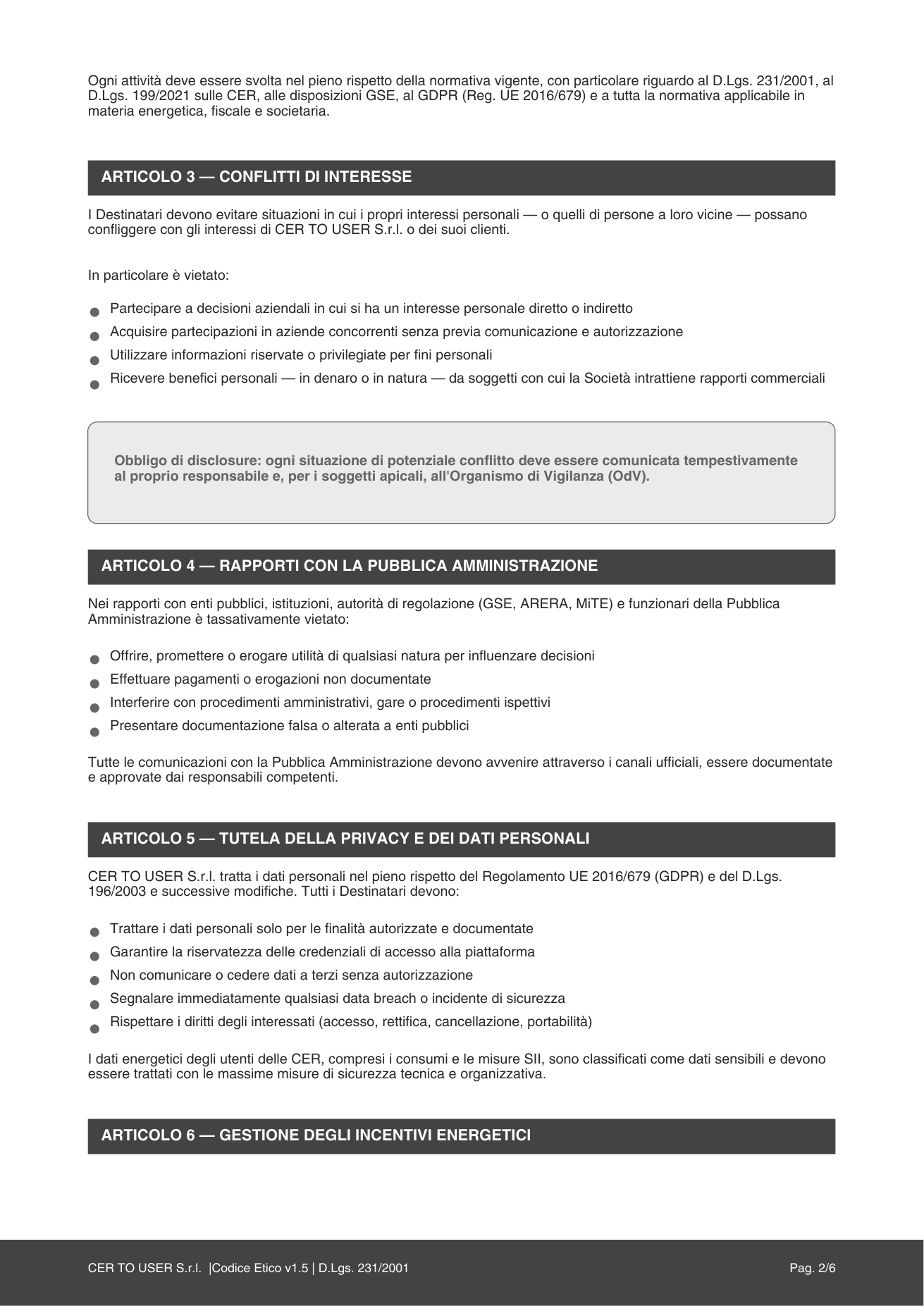 Codice Etico, pagina 2