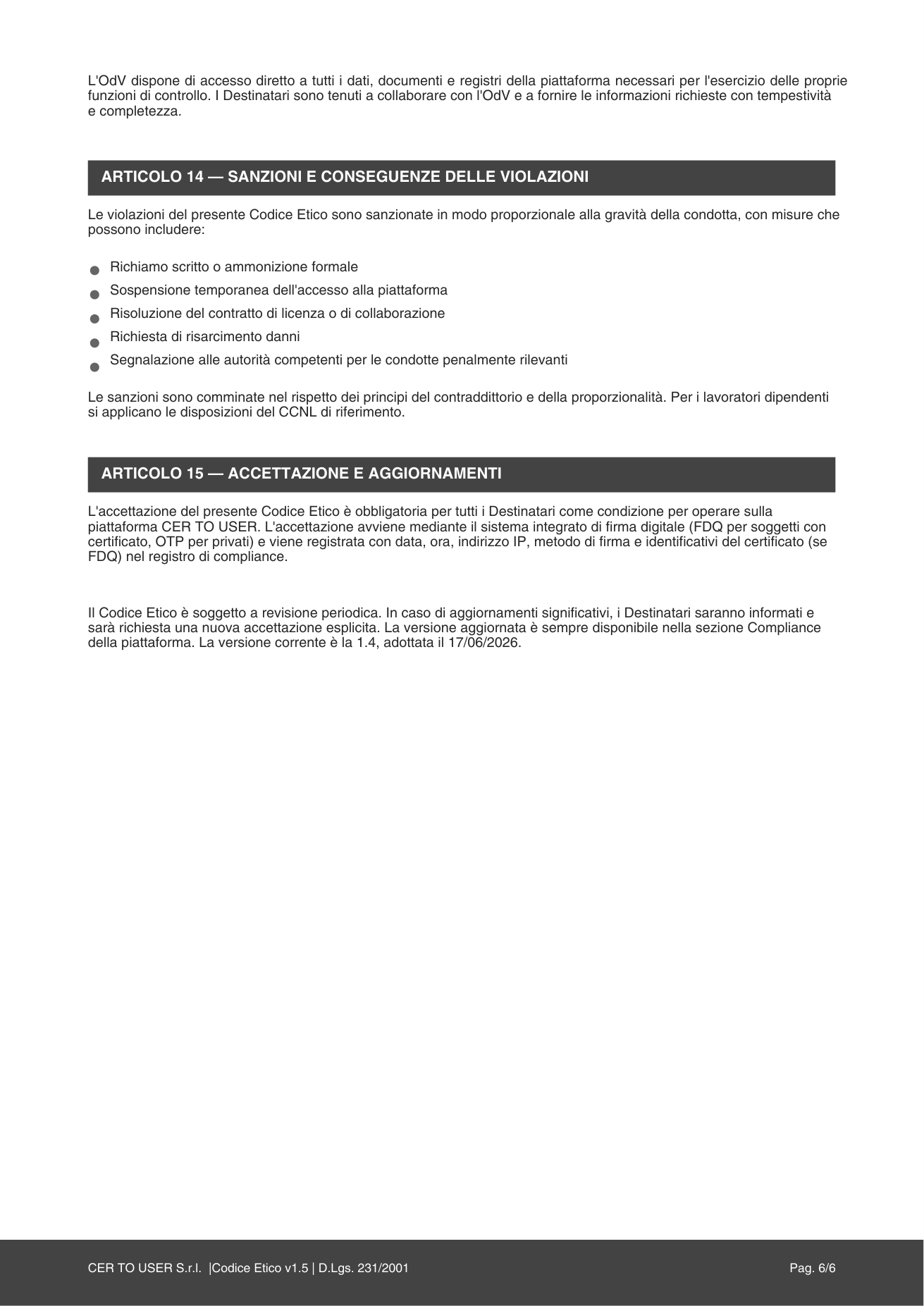 Codice Etico, pagina 6